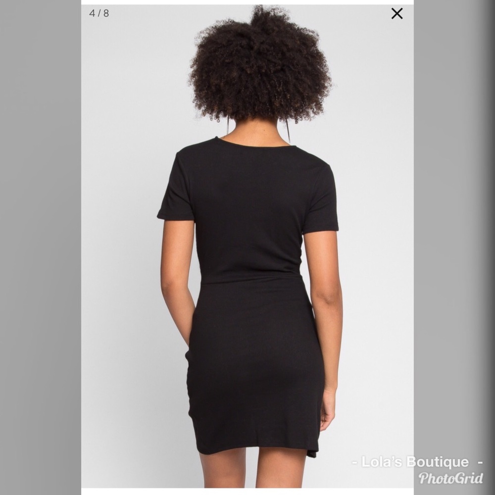 Black Ribbed Bodycon Dress - Picture 3 of 5